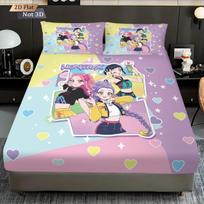 3pcs K-Pop Demon Hunters Print coreless Bed Sheet Set Multi Size Soft Bed Cover Bedroom Bedding Decoration Machine Washable 90x191cm beige