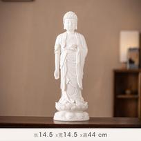 Kinų stiliaus feng shui baltas porcelianas stovinti lotoso gėlė, Amitabha Budos statula vedanti figūra, stovinti figūra, namų keramika white