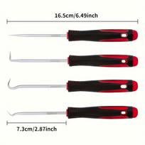 4pcs Weed Puller Tool,Manual Weeding Tool with Non-Slip Grip,floor Nail Removal Hooks for Garden Cracks and Paving Joints-for Window Seal Replacement 4pcs raudona
