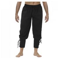 Mens Drawstring Waist Linen Banded Pants Gothic Pants MedievalPirate Trousers L juoda