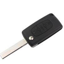 3 mygtukų automobilio rakto nuotolinio valdymo pulto korpuso korpusas nenupjautas peilis, skirtas Peugeot 207 307cc 308 SW juoda