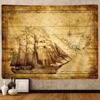 Tapestry old map ancient sea pirate treasure 75x100 juoda