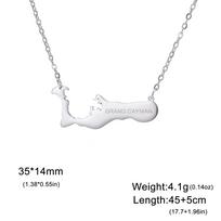 Dreamtimes GRAND CAYMAN Map Necklace Pendant Stainless Steel Chain Island Country Leisure Vacation Jewelry Gift