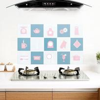 Kitchenware Kitchen Stickers Self-adhesive Stickers Home Stove Tile Wall Stickers Wallpaper mėlyna