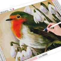 5D deimantinis paveikslas paukščių deimantų mozaikos gyvūnas pilnas apvalus deimantinis siuvinėjimas išpardavimo paveikslėlis 20X30 red