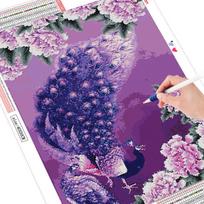 Deimantinis siuvinėjimas Visas povas deimantinis deimantinis paveikslas su apvaliais cirkonio paveikslais 20X30CM pink