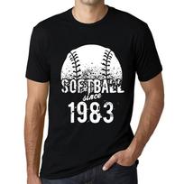 Men’s Vintage Tee Shirt Graphic T Shirt Softball Since 1983 Deep Black XS juoda