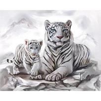 5D DIY Diamond Painting  Tiger Family  Diamond Embroidery Cross Stitch Needlework Home Decoration 20X30CM gray