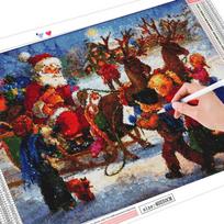 Diamond Painting Santa Claus Full Square Round Handicraft Sale Diamond Embroidery Snow Mosaic Cartoon Christmas Gift Full Round (20X30CM) gray