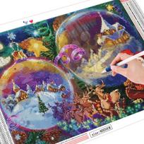 Diamond Painting Santa Claus Kit Full Drill Square Diamond Embroidery Winter Mosaic Deer Handicraft Christmas Decorations Full Round (20X30CM) gray