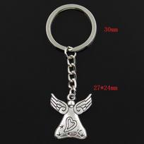 Madingas 30 mm raktų pakabukas Metalinis raktų pakabukas Raktų pakabukas Papuošalai Antikvariniai padengti Pray Angel Heart Star 27x24mm pakabukas sidabras