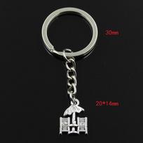 Mada 30 mm Raktų Žiedas Metalinis Raktų Pakabukas Raktų Pakabukas Papuošalai Antikinio Sidabro Spalvos Padengtas Paplūdimio Skėtis 20x14 mm Pakabukas sidabras