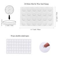 Silicone Mold Mat for Wax Seal Stamp Melt Press Letter Envelope Pad 24 Cavity Round with Adhesive Sticker white