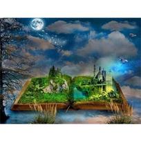 Pilnas 5D DIY deimantais tapomas magiškas knygos kraštovaizdis, deimantinė siuvinėjimo mozaikos rinkiniai, kryželiu, namų dekoras, rankų darbo dovanos Square 20x30cm blue
