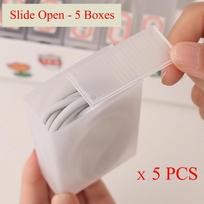 5PCS Wire Storage Box Data Line Cable Organizer Box Slide Open USB Line Cable Holder Case Drawer Organizer Container 5 PCS - Flip Open gray