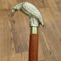 Vintažinio stiliaus žalvarinė varnos rankena Ruda medinė lazda, lazdelė 93,98 cm