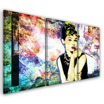 Trijų dalių paveikslų spausdinimas ant drobės Audrey Hepburn Color 60x40 įvairiaspalvis