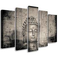 Penkių dalių drobės spaudinys Buddha Zen Feng Shui Grey 100x70 pilka spalva