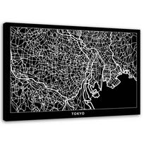 Canvas print City Map Tokyo 60x40 balta/juoda