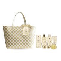 Bath set with delicate vanilla lime fragrance - 12pcs geltona