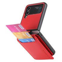 For Samsung Z Flip 4 Zflip4 Dustproof Wallet Leather Bag Case For Samsung Galaxy Z Flip4 Flip 4 5g Card Slot Cell Phone Cover for Samsung Z Flip 4 raudona