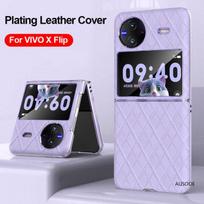 Plating Leather Phone Capa For Vivo X Flip 5g Case Ultra Thin Hard Pc Plastic Protection Phone Cover For Vivo X Flip Cover For VIVO X Flip violetinė