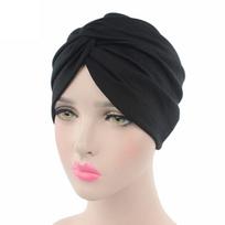 [brisand] Women Cancer Chemo Hat Beanie Scarf Turban Head Wrap Cap One Size juoda