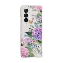 For Samsung Galaxy Z Fold 4 3 Case Flowers Birds Painted Bracelet Transparent Shockproof Hard Cover For Samsung Zfold4 Fold3 For Samsung Z Fold 3