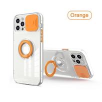 Stumdomos kameros apsauga Skaidrus stovo dangtelis, skirtas iPhone 13 Mini 7 8 Plus Se 2022 X Xr Xs 12 11 Pro Max dėklas su piršto žiedo laikikliu for iPhone 8 Plus oranžinė