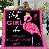Just A Girl Who Loves Flamingos Printed Quilts Fleece Blankets Birthday Gifts Valentine's Day Holiday Throw Blankets 75x90cm