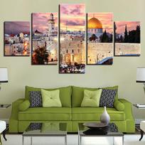 Sienų meno paveikslai 5 dalys Senovės pilies menas Peizažo tapyba Modulinė drobė HD spaudiniai Plakatai Namų dekoras Be rėmo 20x35cm*2  20x45cm*2  20x55cm*1