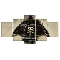 Kaukolės automobilio tapyba Retro Road 5 Panel Canvas Paveikslėlis Spausdinti Sienos Menas Drobės Tapyba Sienų dekoras svetainei Be rėmelių 20x35cm*2  20x45cm*2  20x55cm*1 beige