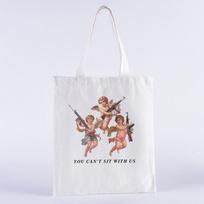 TU NEGALI SĖDĖTI SU MUMIS Vintage Harajuku Angelas Moteriška Kolegijos Drobės Pečių Rankinė Madinga Atsitiktinė Didelės Talpos Baltos Tuto Rankinės 24*26cm white
