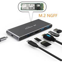 Daugiafunkcis USB šakotuvas Hdmi 4k Vga adapteris prie skirstytuvo 3 prievadų USB šakotuvas su SSD korpusu C tipo USB-c skirtas Macbook nešiojamojo kompiuterio prijungimo stočiai MC601 NGFF black