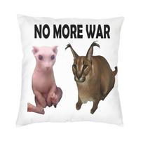 No More War Big Floppa ir Bingus pagalvėlės užvalkalas 66x66 cm Juokingas kačių memų užvalkalas patalynės sofai Creative pagalvės užvalkalas 30x30cm 12x12in gray