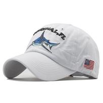 New Cotton Men Baseball Cap for Women Snapback Hat Shark Embroidery Bone Caps Casual Baseball Hats Men Baseball Hats 54-60cm balta