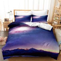 3D Star Sky Bedding Set Microfiber Duvet Cover 2/3 Pieces DE135 * 200 Full-size Household Soft and Easy To Clean Zippered Home Decoration Set DE 100x135cm blue