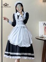 Japoniška saldi lolitos suknelė moterims gotikinė kawaii pūstomis rankovėmis raukiniai cosplay vakarėlio suknelės mergaitėms miela prijuostė tarnaitės karnavalinė suknelė S juoda