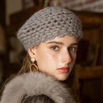 X038 Adult Original Handmade Beret Hat Autumn and Winter Fashion Woolen Cap British Retro Knitted Beret Knitting Hats Adjust Adjust pilka spalva