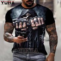 Skull Reaper modelio marškinėliai 3D vyriški gatvės marginimo siaubo serijos marškinėliai vasaros mados linksmybės vyriški plius dydžio marškinėliai 6XL black