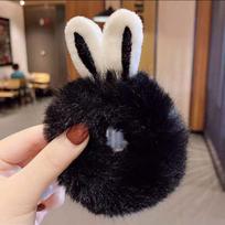 1Pcs/2Pcs New Hair Accessories Fake Fur Hair Rope Cute Bear Scrunchies Girls Elastic Hair Rubber Bands Gum Kids Ponytail Holder 1 pcs juoda