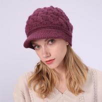 Women Winter Warm Beret Hats Knitted Skullies Beanies For Female Thermal Fleece Skullcap Outdoor Windproof Visor Hedging Cap