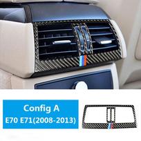 Anglies pluošto automobilio galinio oro kondicionieriaus išleidimo angos panelio dangtelio lipdukai BMW X5 E70 X6 E71 2008-13 automobilių interjerui Config C gray