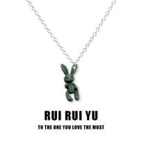 RUI RUI YU Rogue Rabbit kaklo pakabukas kaklo pakabukas kaklo vėrinys moterims vyrams, merginai porai, meilužei papuošalų dovana 1 PC gray