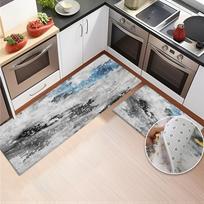 Modernūs abstrakčių spaudinių virtuvės kilimėliai grindims aksominiai minkšti kempinės kilimėliai, neslystantis, sugeriantis vonios kilimėlis 40x60cm 1pcs gray
