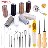 29Pcs Leather Craft Punch Tools Kit Stitching Carving Working Sewing Needles 29pcs