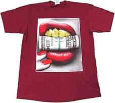 Gangster Money Roll Grillz T-Shirt Rich Kids Tee Burgundy S gray