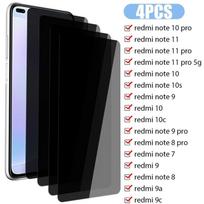 4 vnt Privatus stiklas, skirtas Xiaomi Redmi Note 9 9S 10S 11S 10 11 12 Pro 7 8 Anti-Spy grūdintas stiklas ant Redmi 9A 9C 9 10 10C K60 Glass Redmi 8 juoda