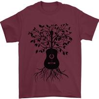 Acoustic Guitar Tree Roots Guitarist Music Unisex T-shirt S black