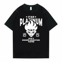 Japan Anime JoJo's Bizarre Adventure Star Platinum Graphic Tshirt Unisex Women Fashion Casual T-shirts Tops Unisex Unisexga Loose T Shirt L gray